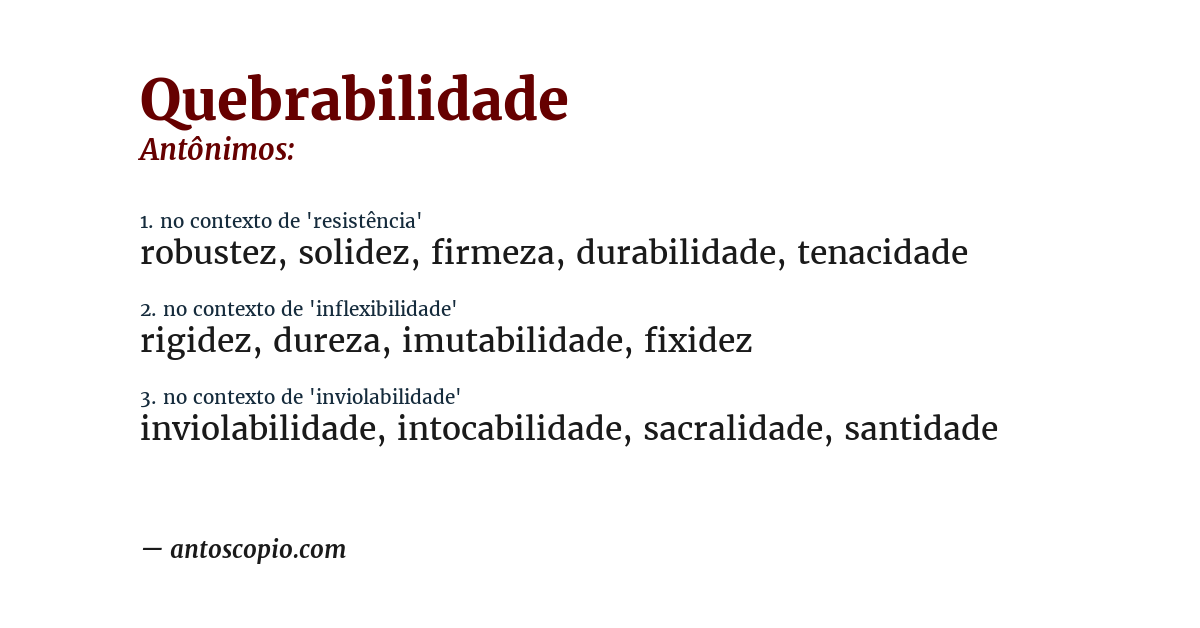 Antônimo de quebrabilidade