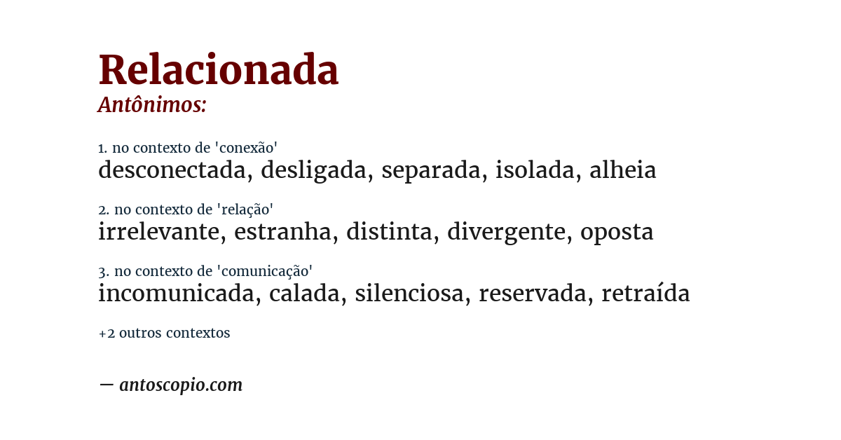 Antônimo de relacionada