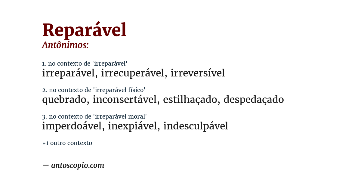 Antônimo de reparável