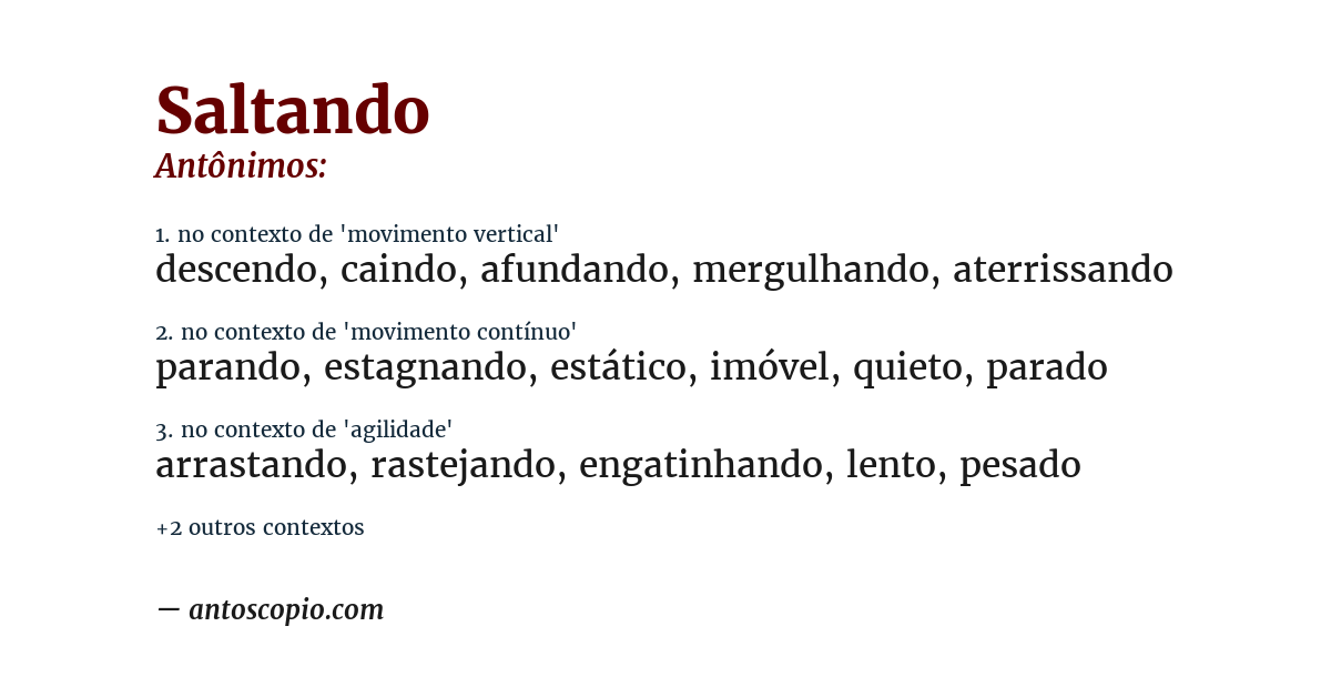 Antônimo de saltando
