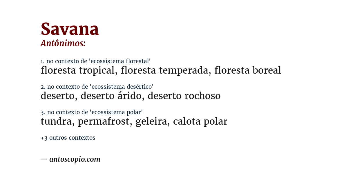 Antônimo de savana