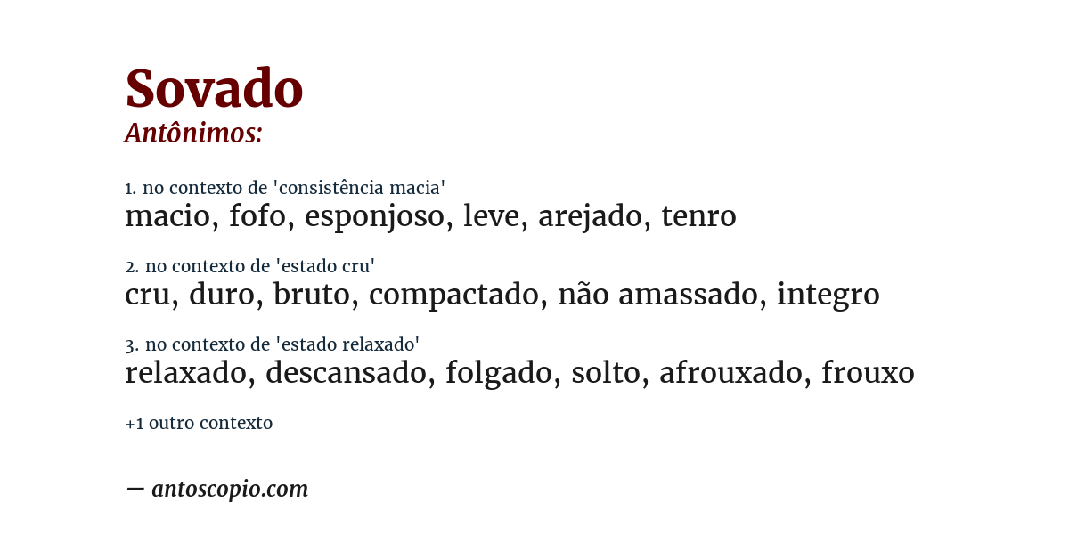 Antônimo de sovado