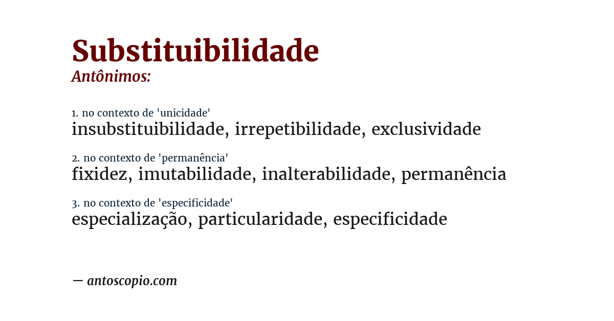 Antônimo de substituibilidade