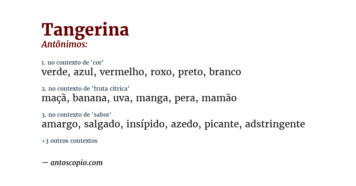 Antônimo de tangerina