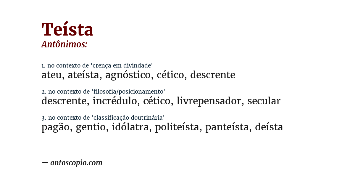 Antônimo de teísta