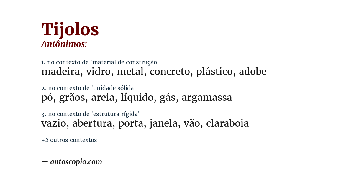 Antônimo de tijolos