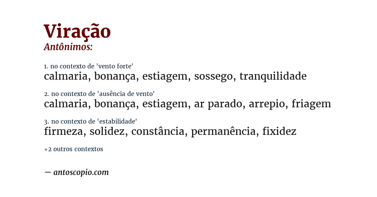 Antônimo de viração