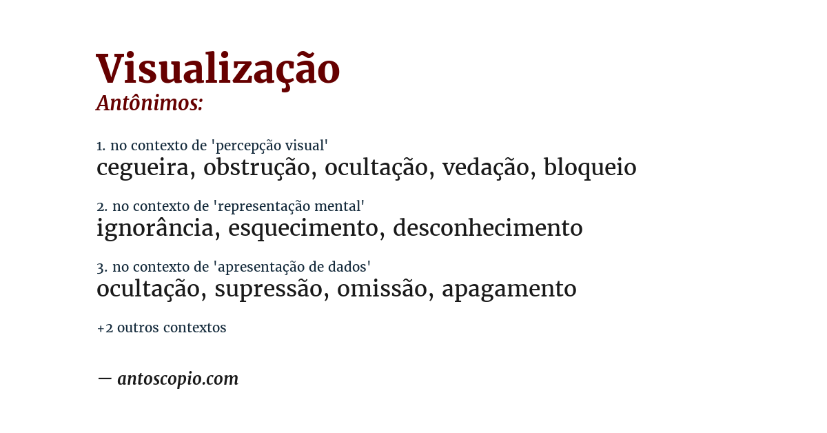 Antônimo de visualização