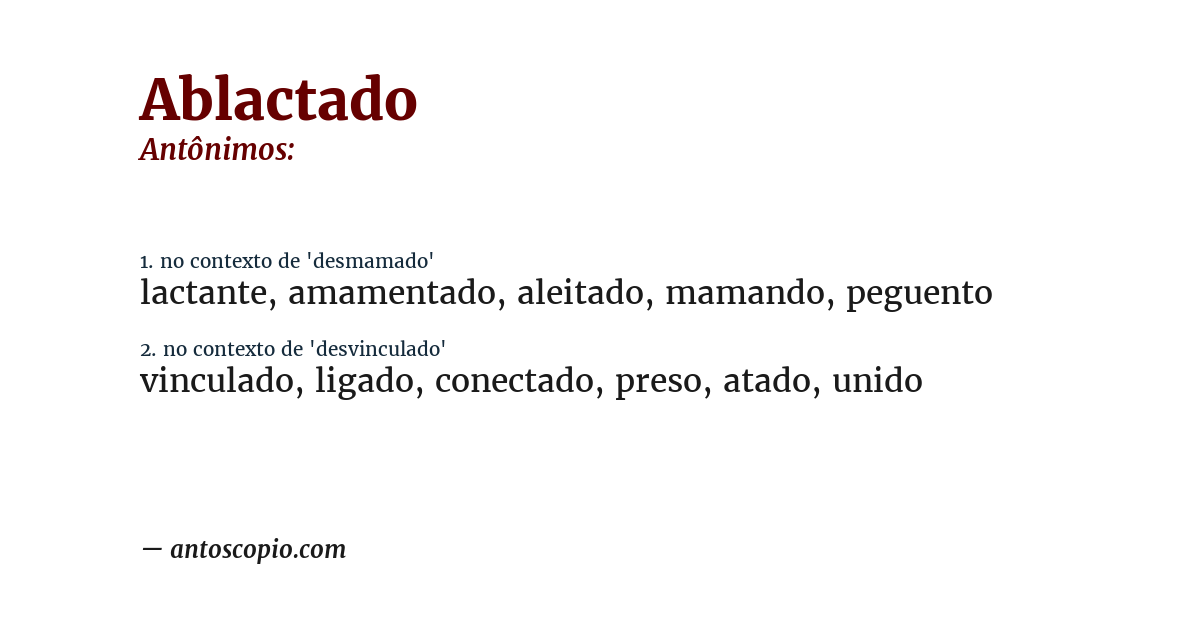 Antônimo de ablactado