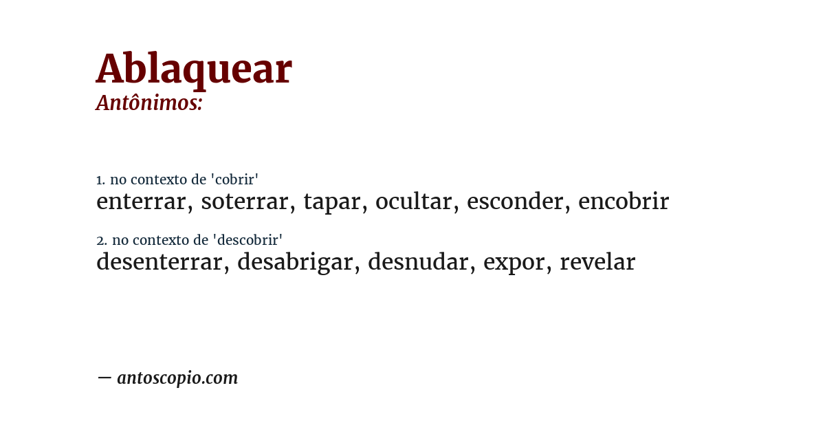 Antônimo de ablaquear