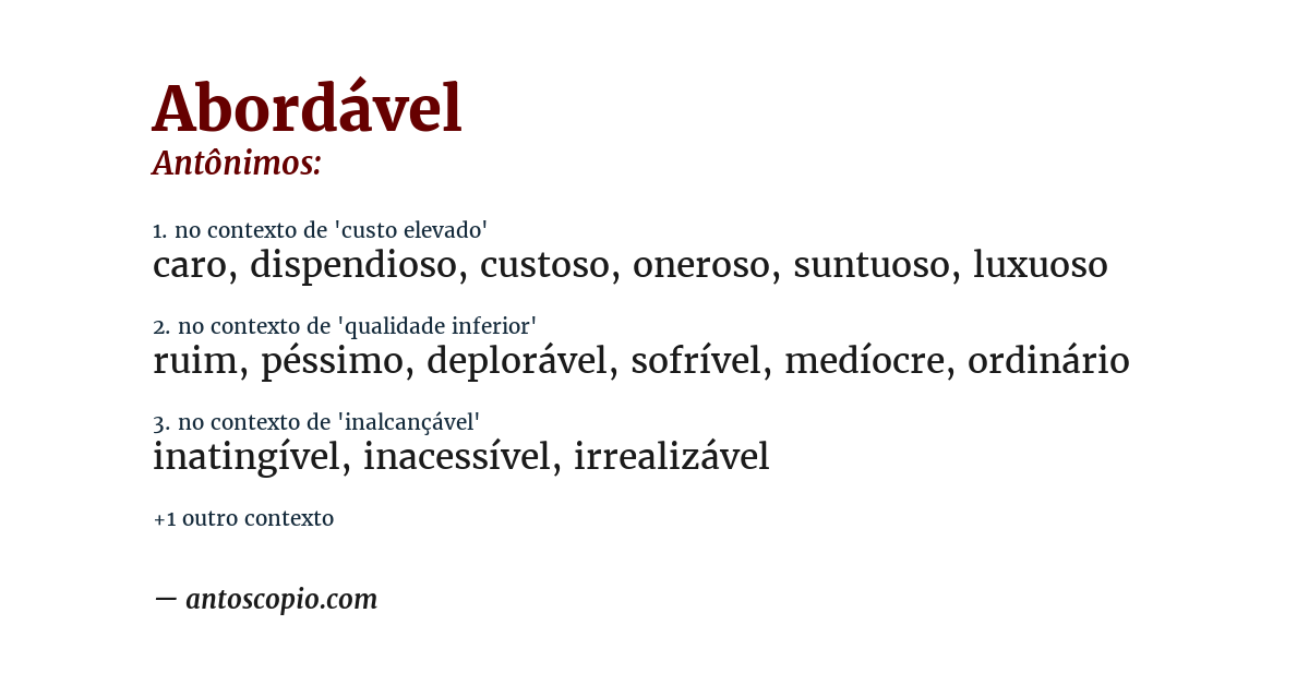 Antônimo de abordável