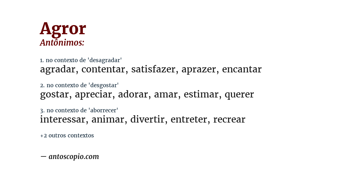 Antônimo de agror