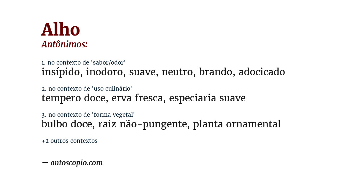 Antônimo de alho