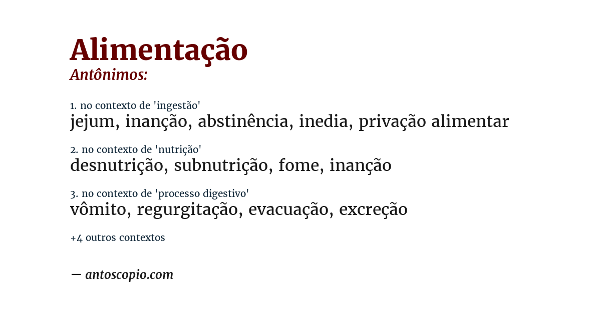Antônimo de alimentação