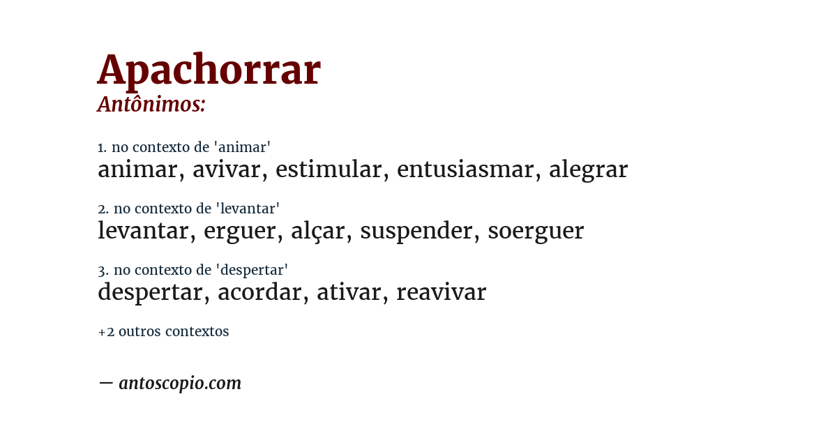 Antônimo de apachorrar