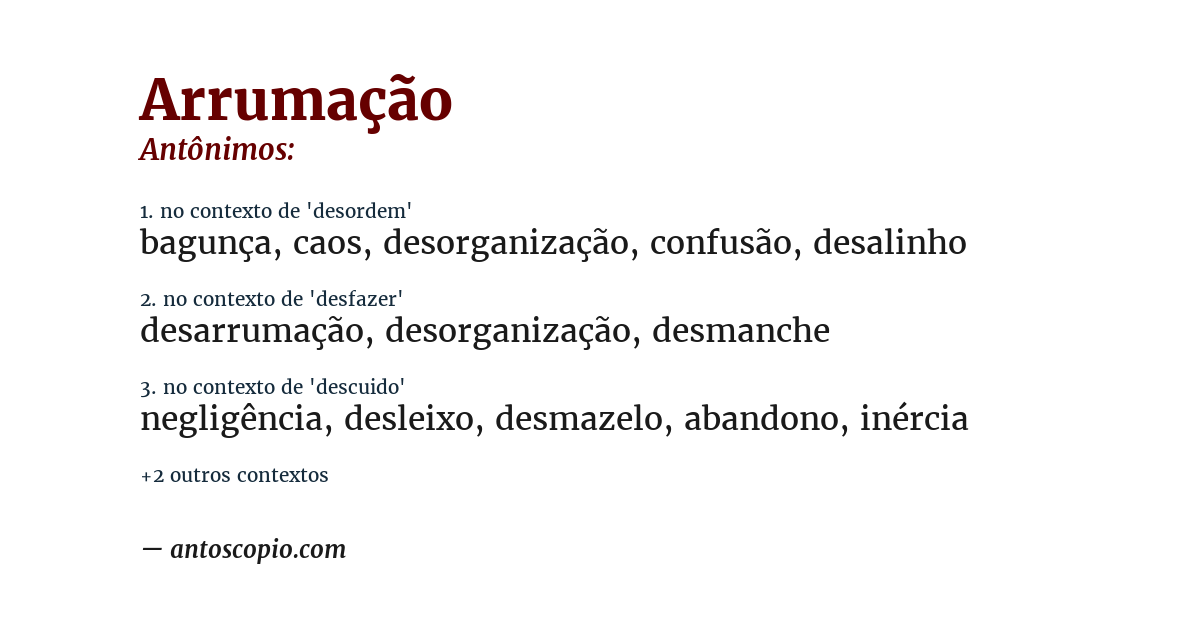 Antônimo de arrumação