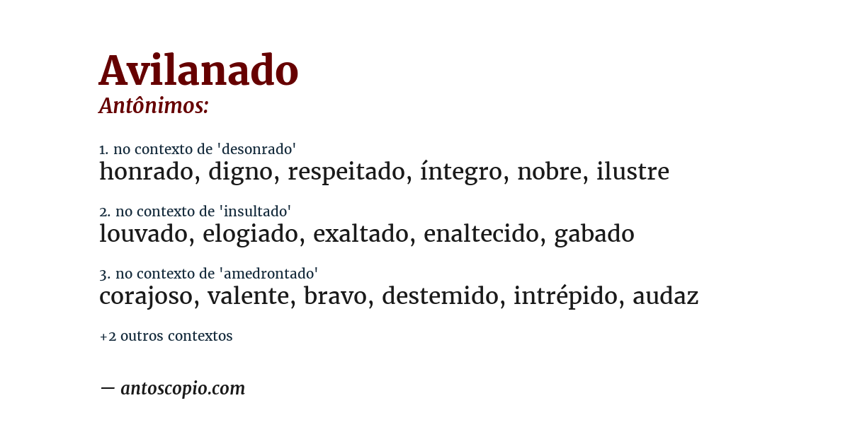 Antônimo de avilanado