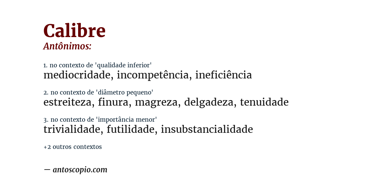 Antônimo de calibre