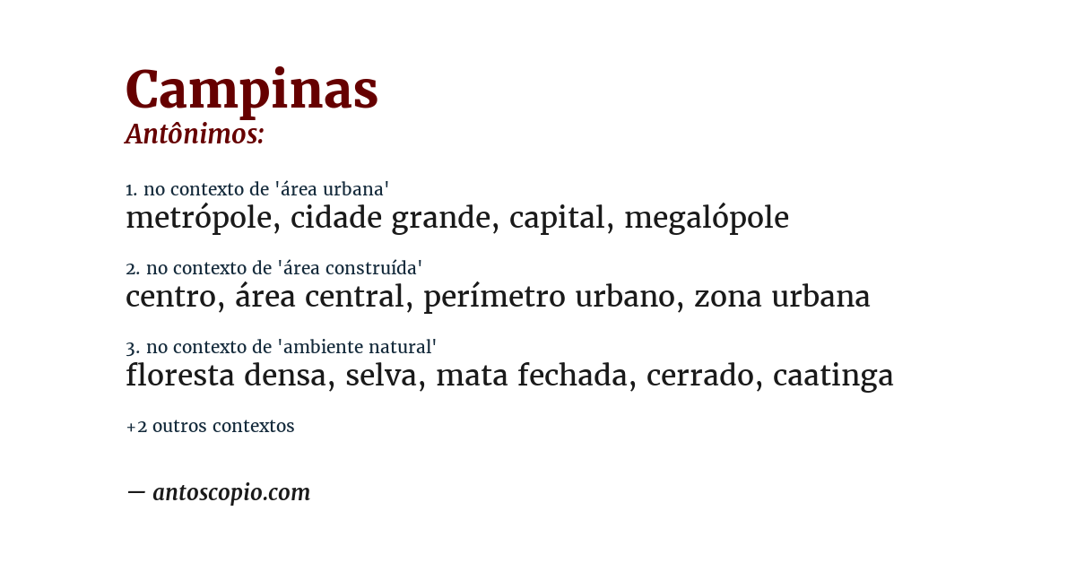 Antônimo de campinas