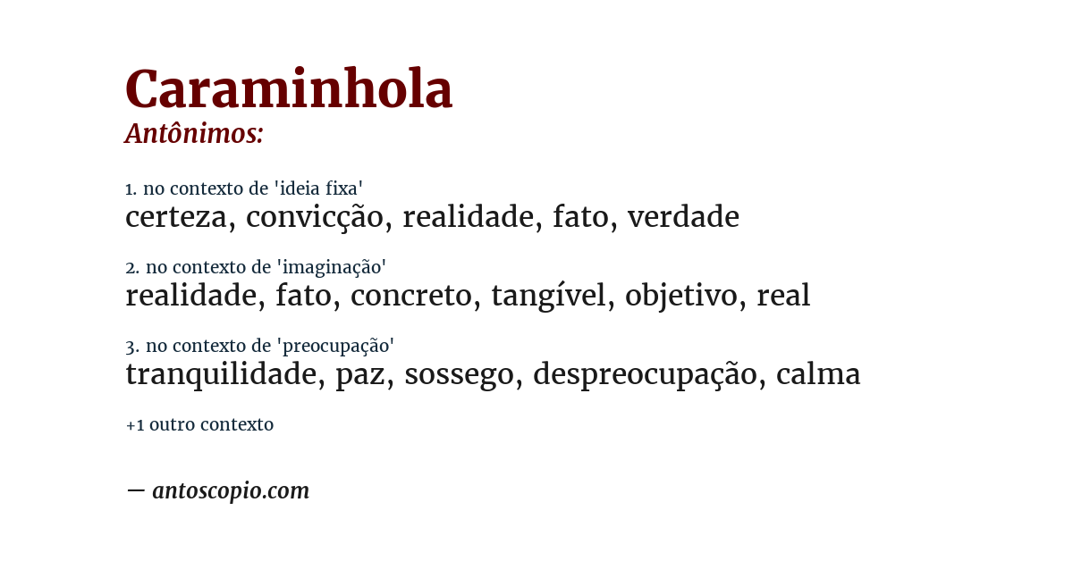 Antônimo de caraminhola