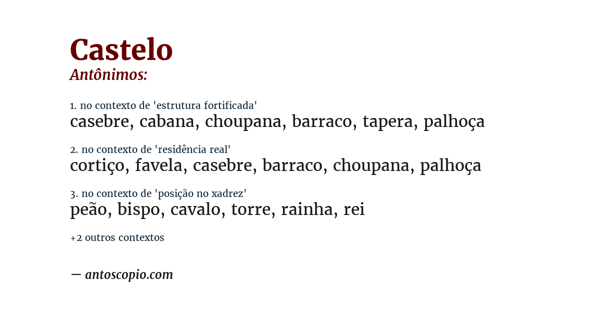 Antônimo de castelo