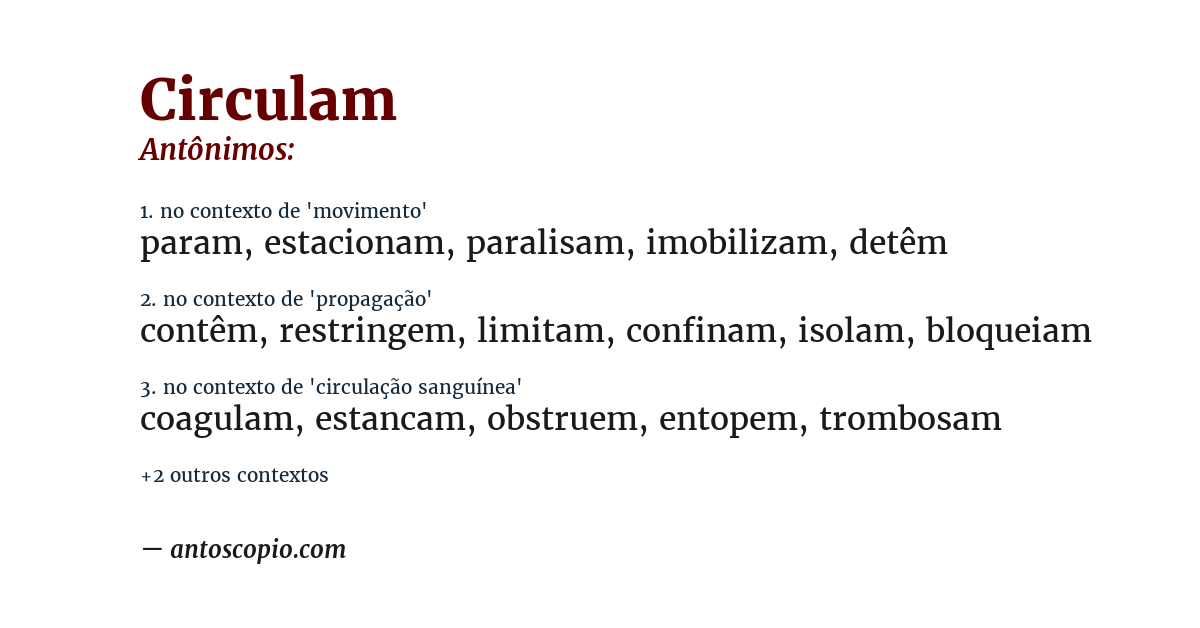 Antônimo de circulam