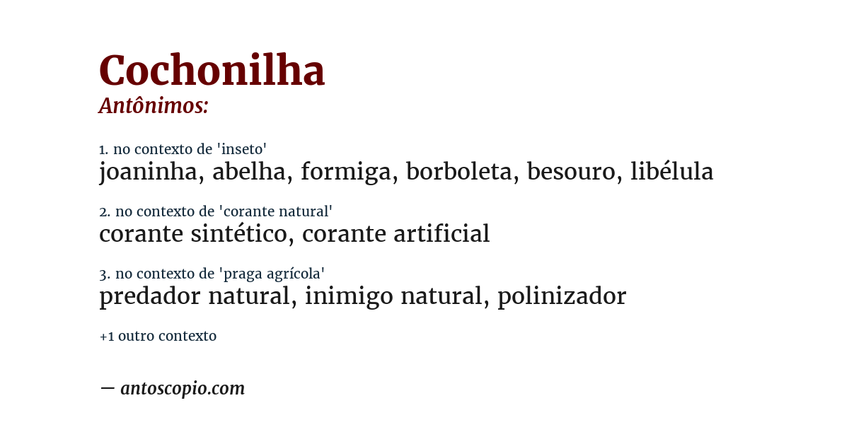 Antônimo de cochonilha