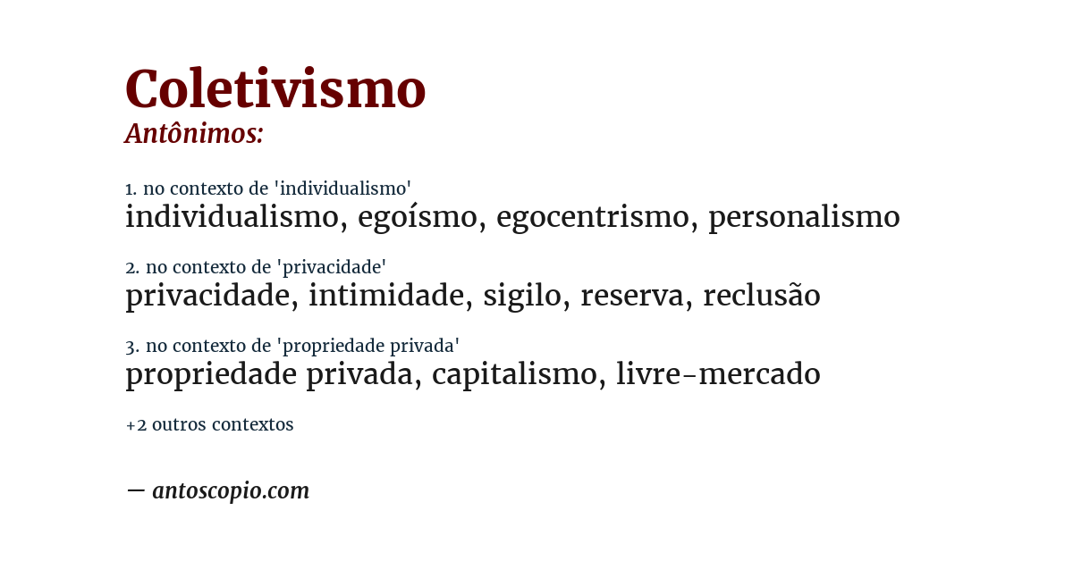 Antônimo de coletivismo