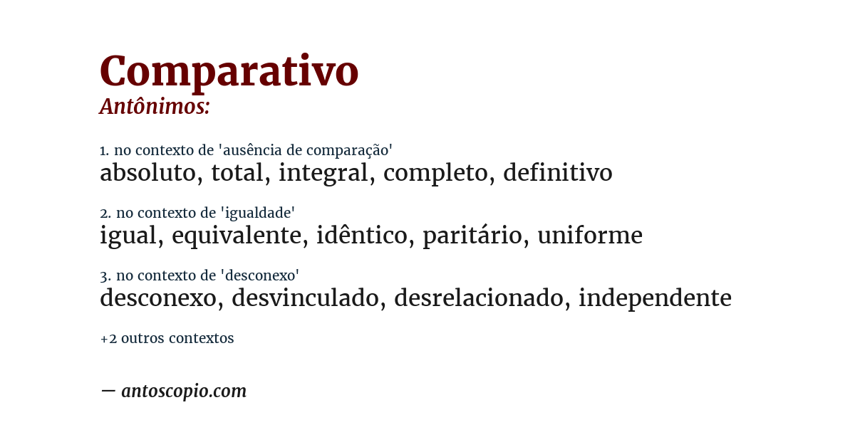 Antônimo de comparativo