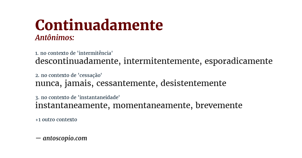 Antônimo de continuadamente