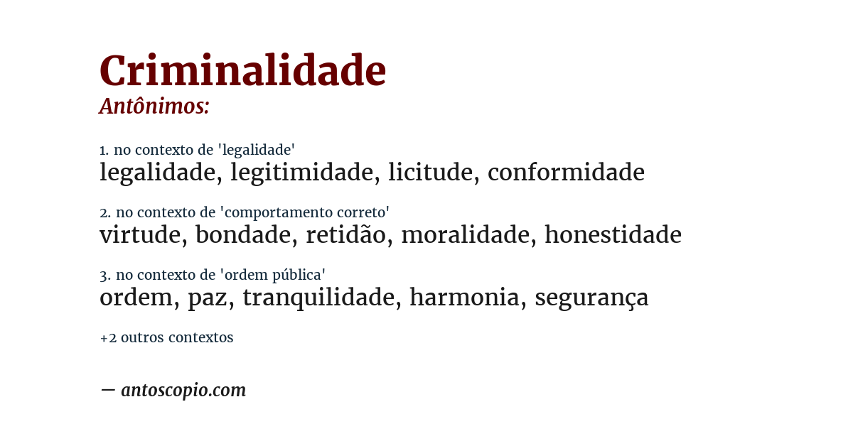 Antônimo de criminalidade