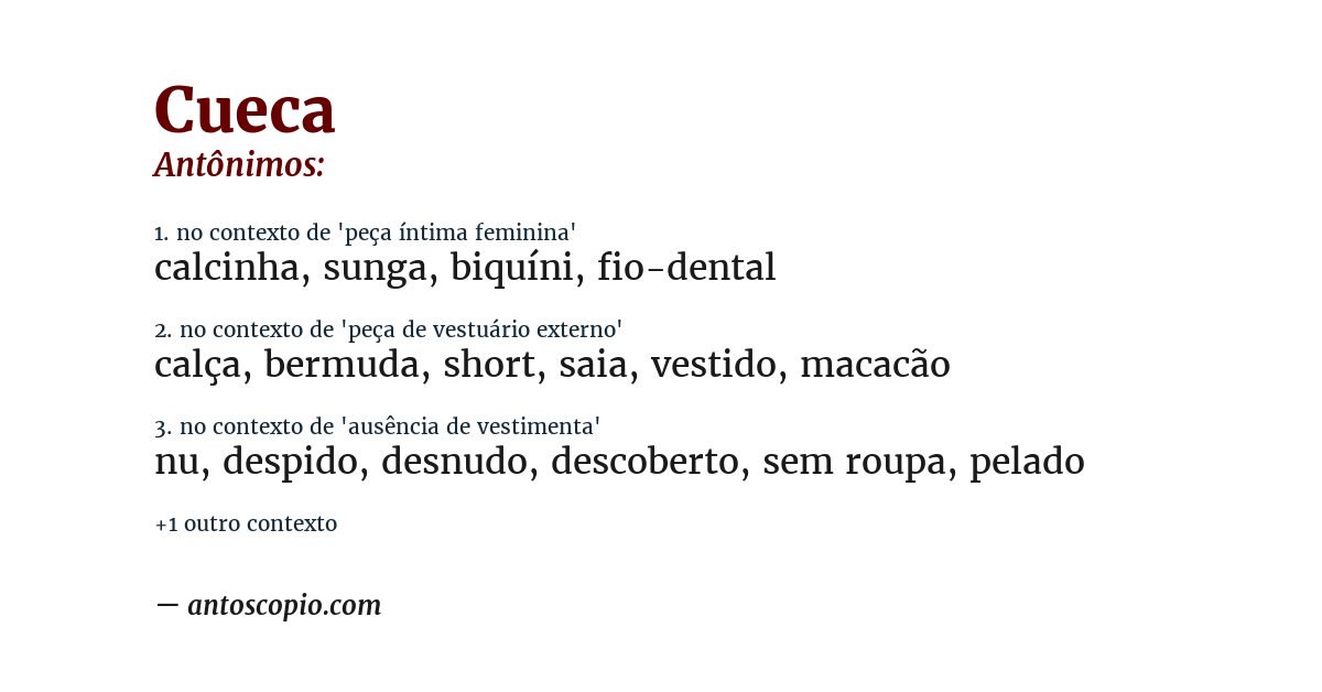 Antônimo de cueca