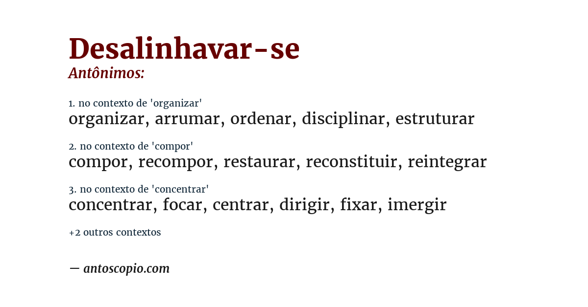 Antônimo de desalinhavar-se