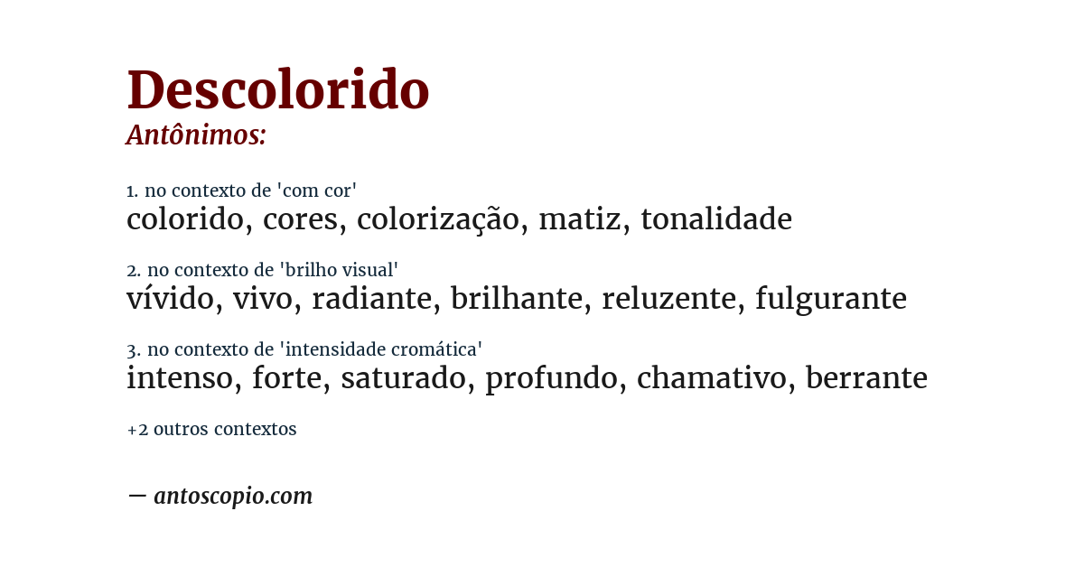 Antônimo de descolorido