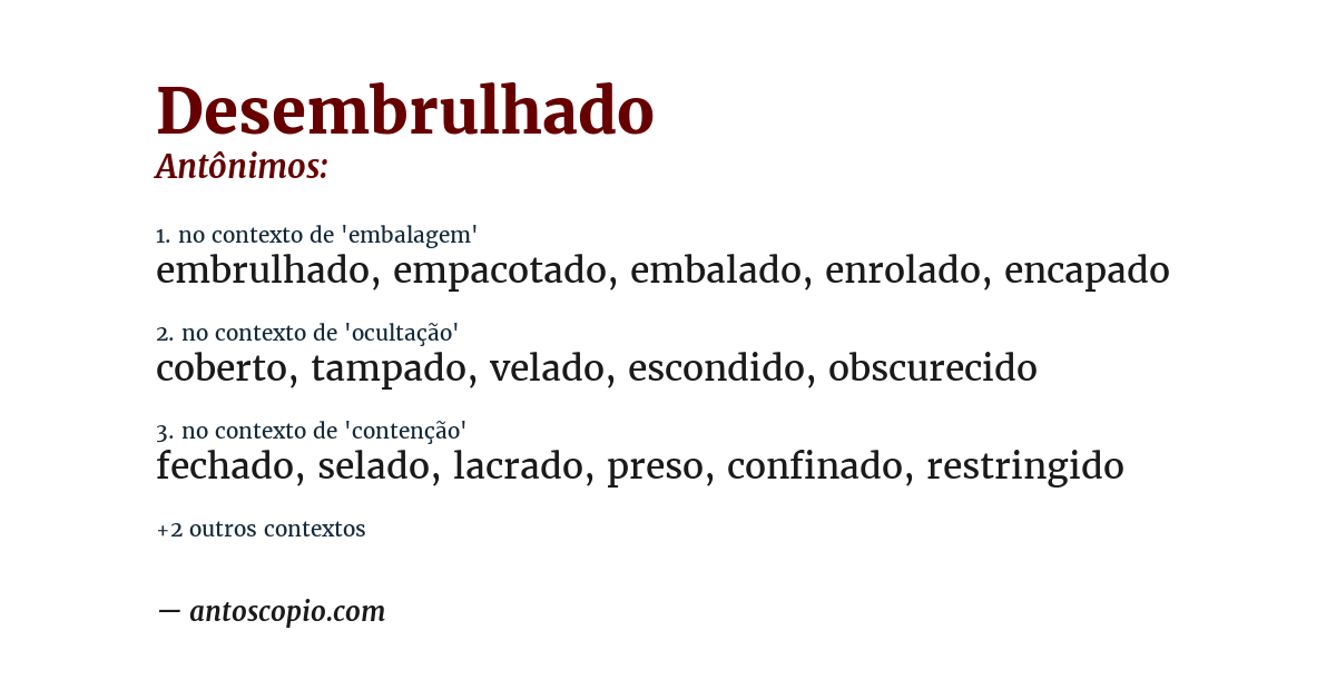 Antônimo de desembrulhado
