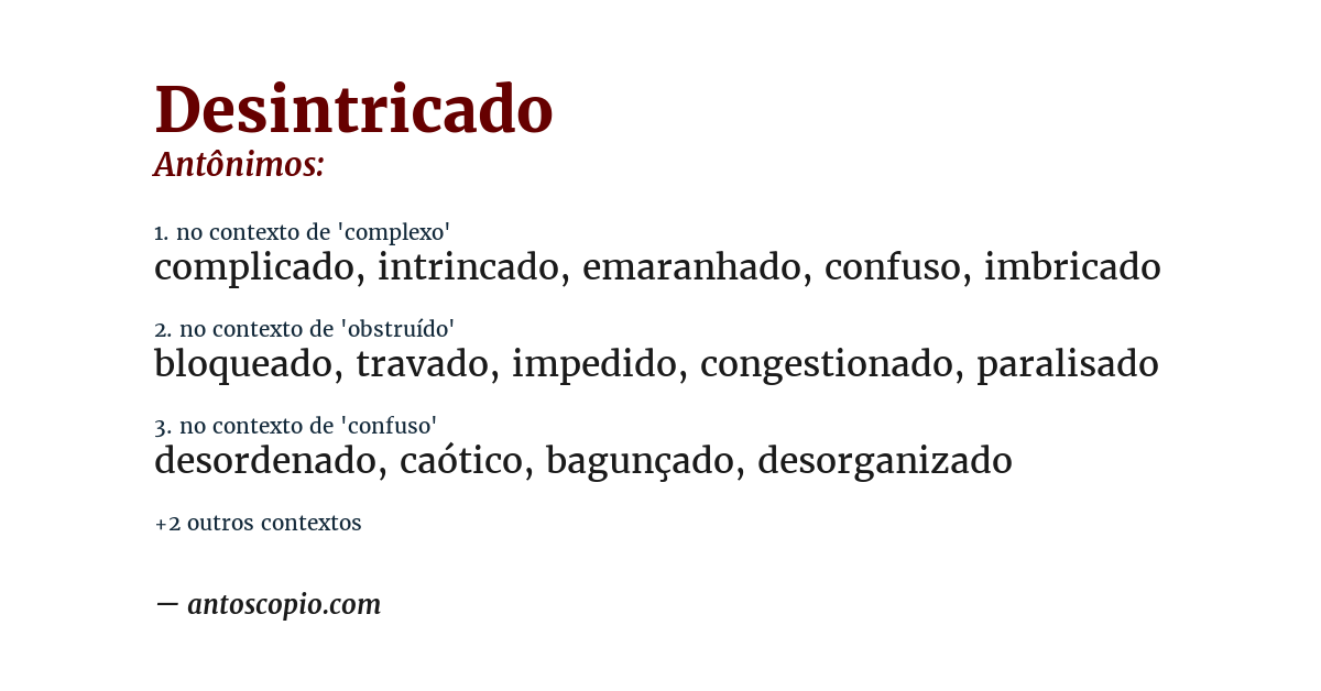 Antônimo de desintricado