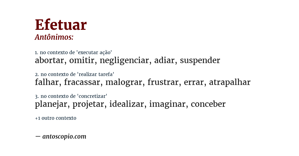 Antônimo de efetuar