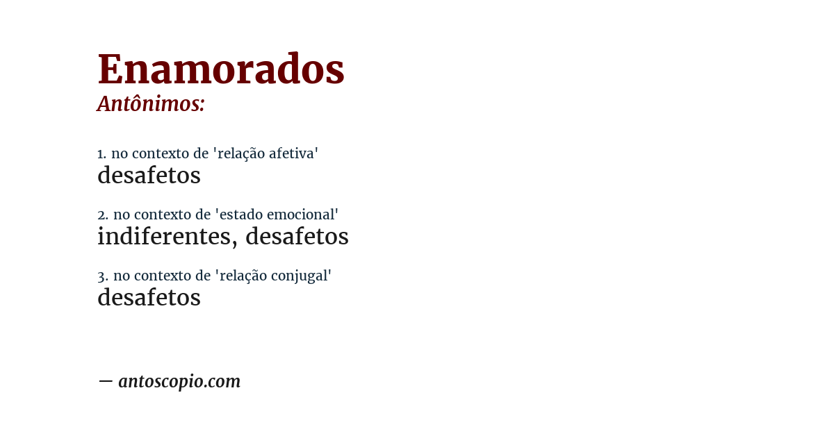 Antônimo de enamorados