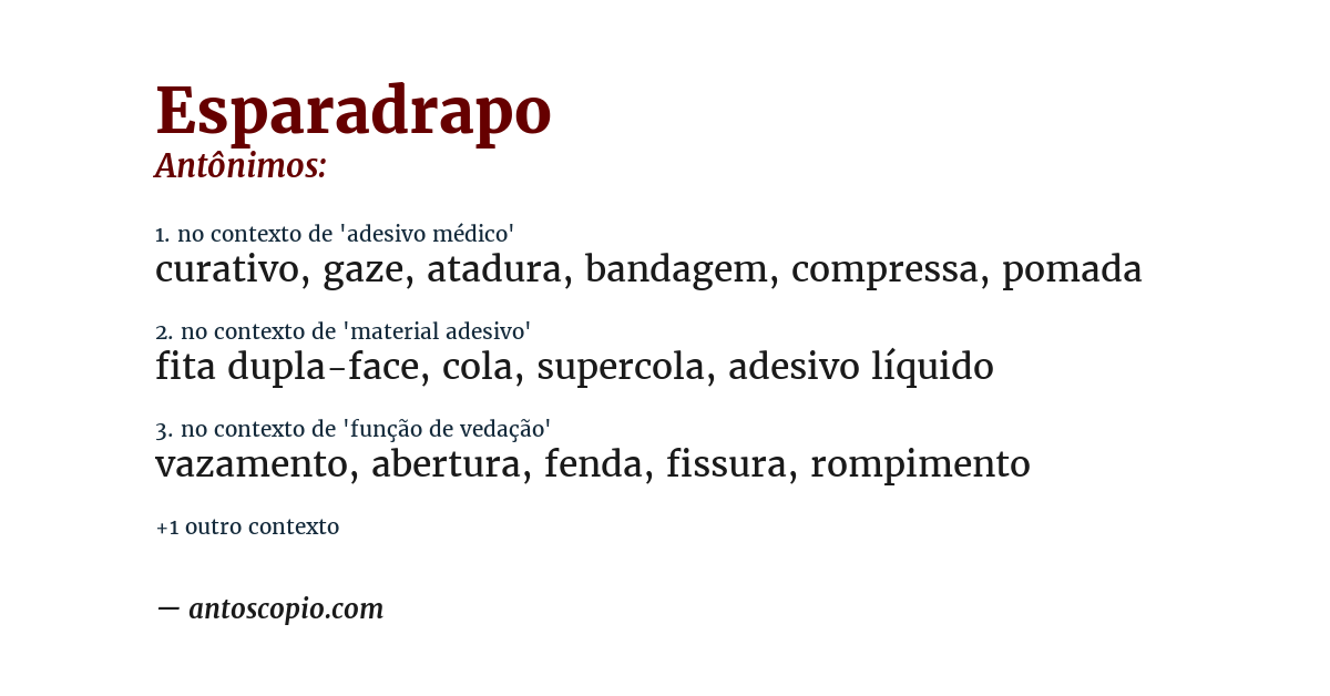 Antônimo de esparadrapo