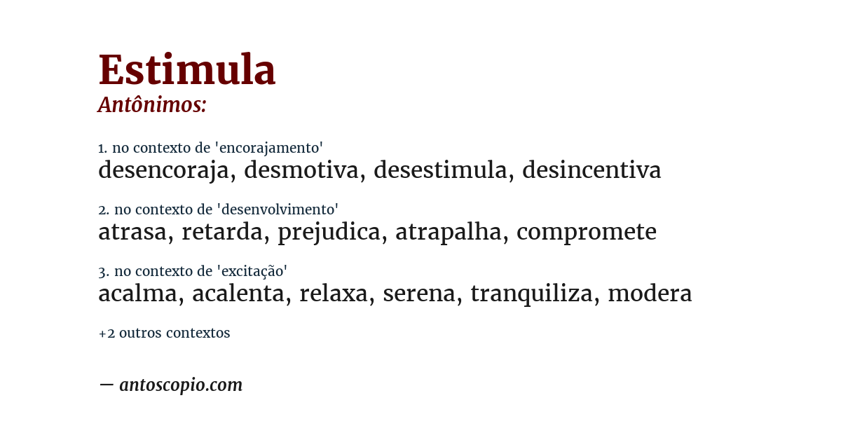 Antônimo de estimula