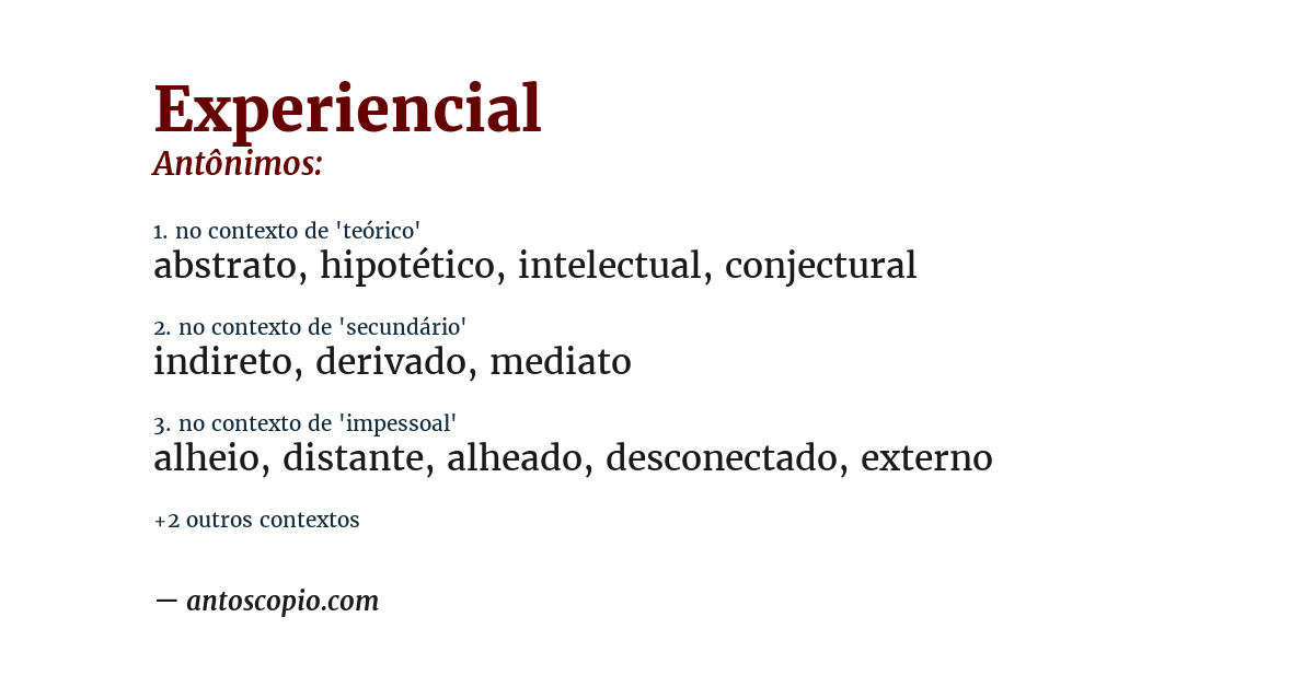 Antônimo de experiencial