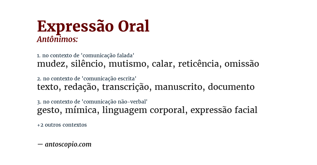 Antônimo de expressão oral