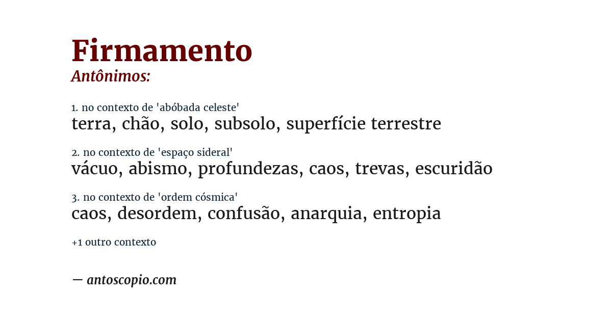 Antônimo de firmamento