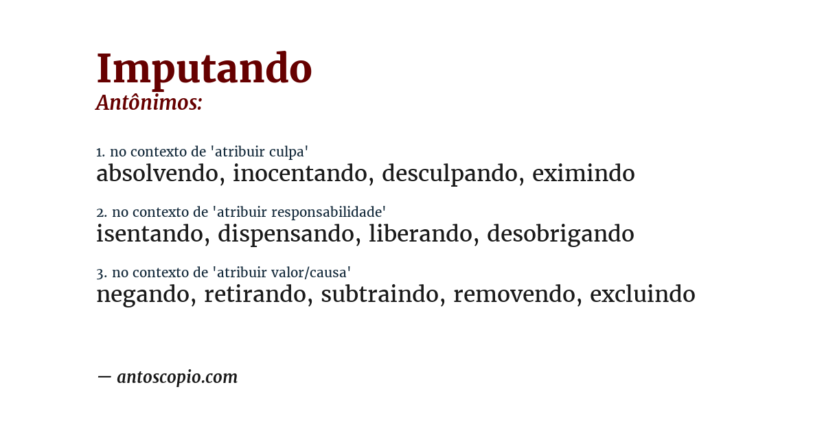 Antônimo de imputando