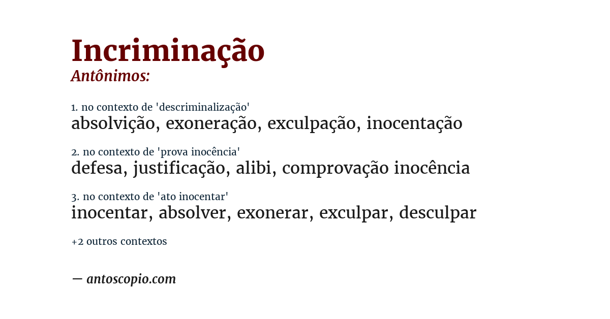Antônimo de incriminação