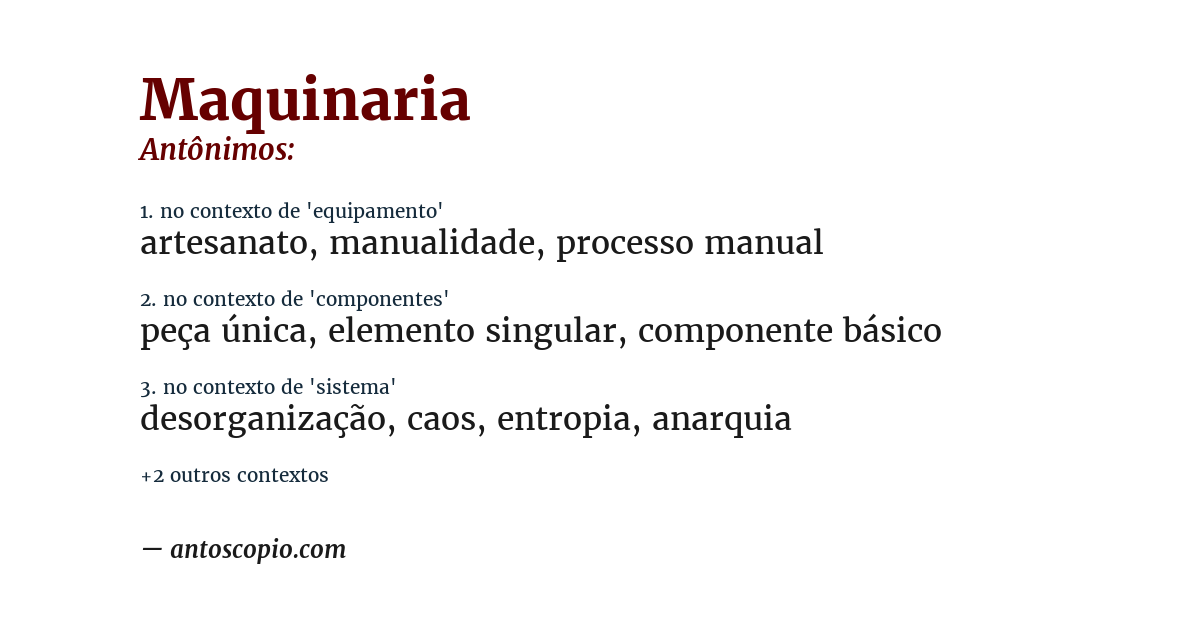 Antônimo de maquinaria