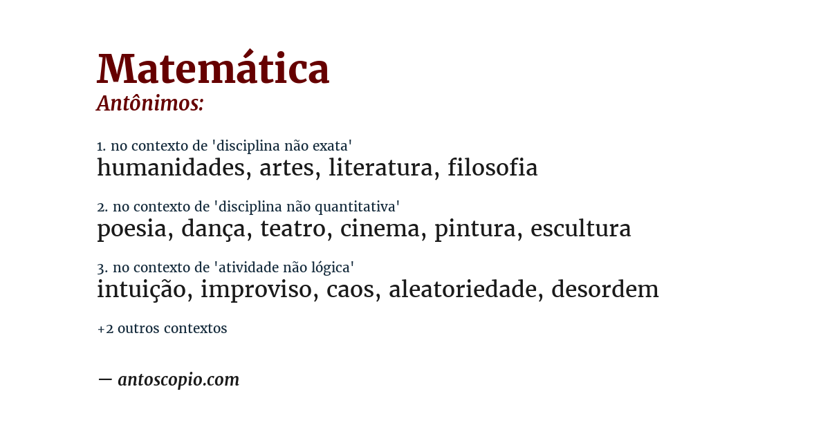 Antônimo de matemática