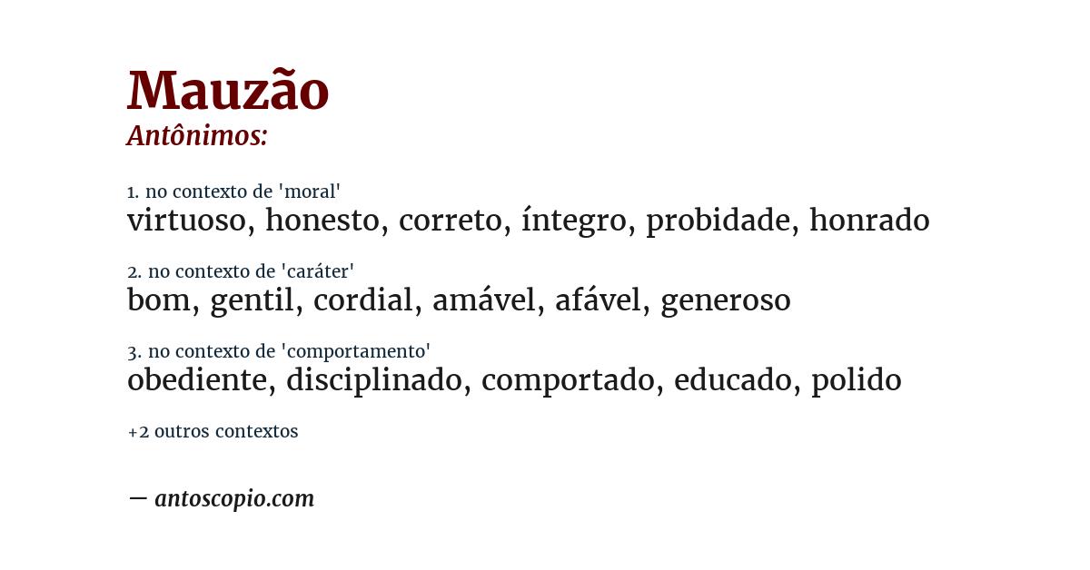 Antônimo de mauzão
