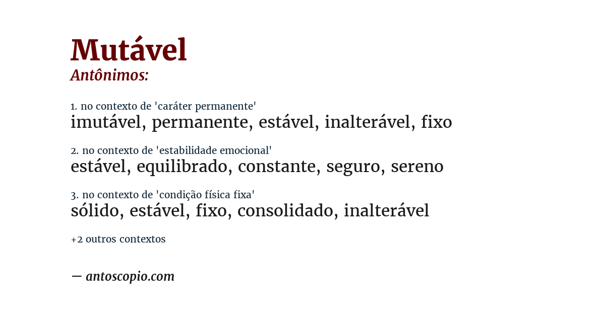 Antônimo de mutável