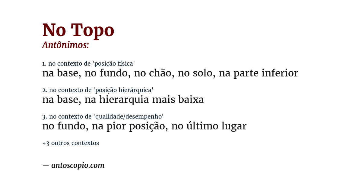 Antônimo de no topo